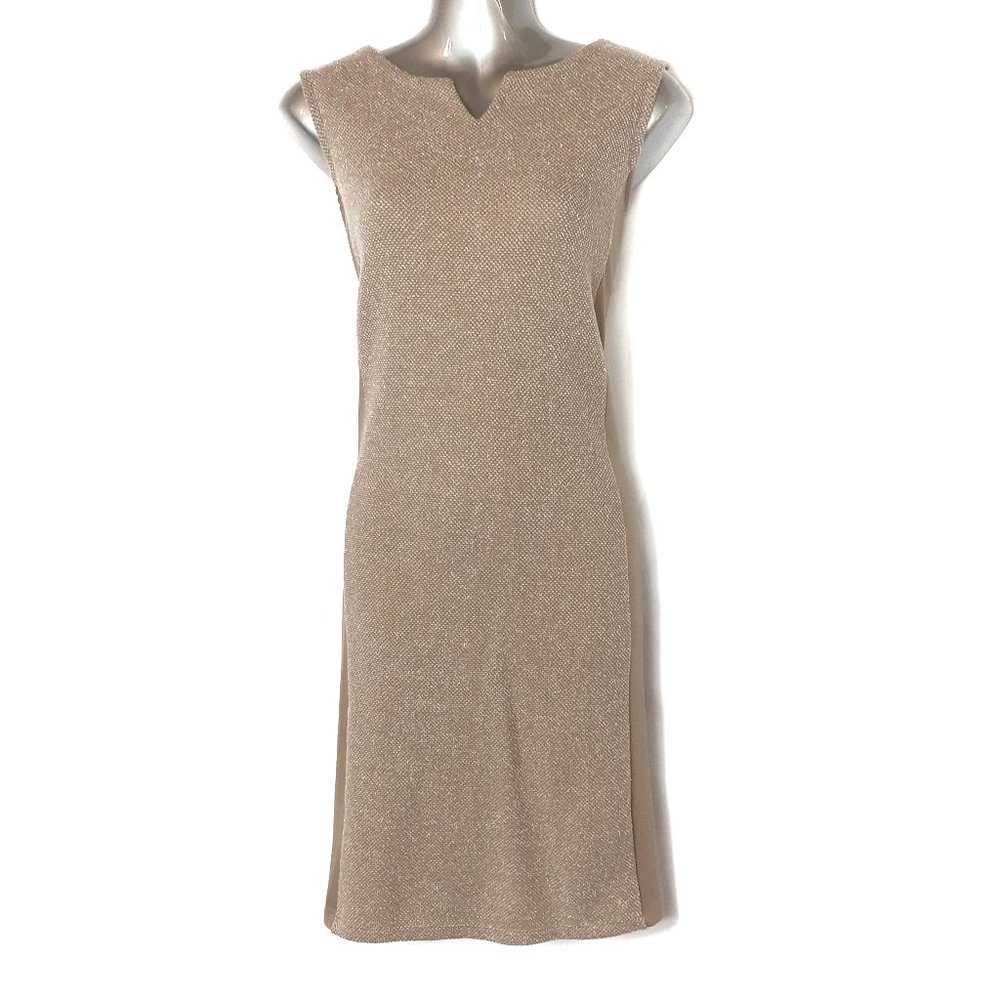 Liz Claiborne Tan Gold Tweed Stretch Dress 14